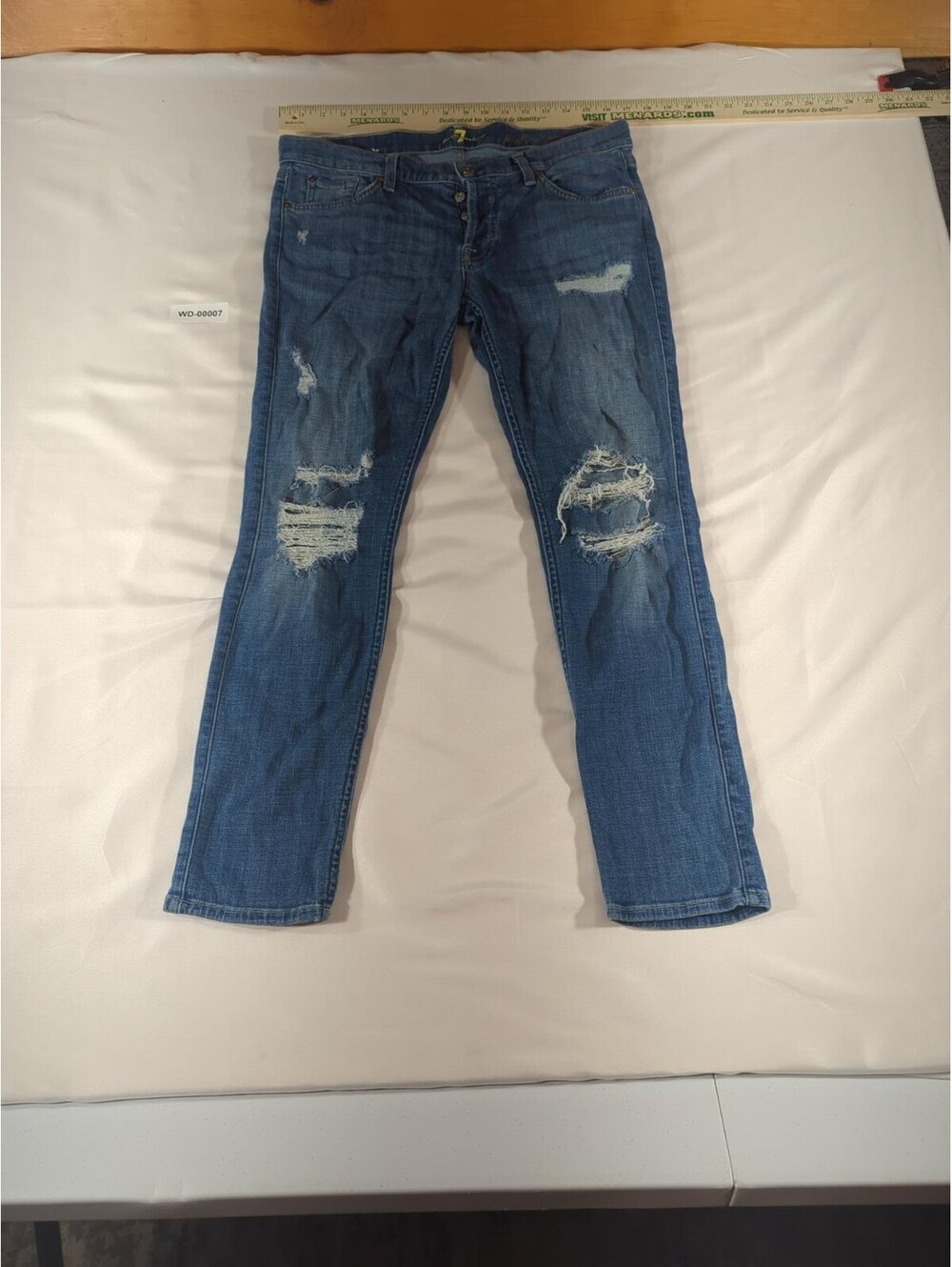 7 For All Mankind Women's Distressed Skinny Jeans Size 30 Blue Designer Denim